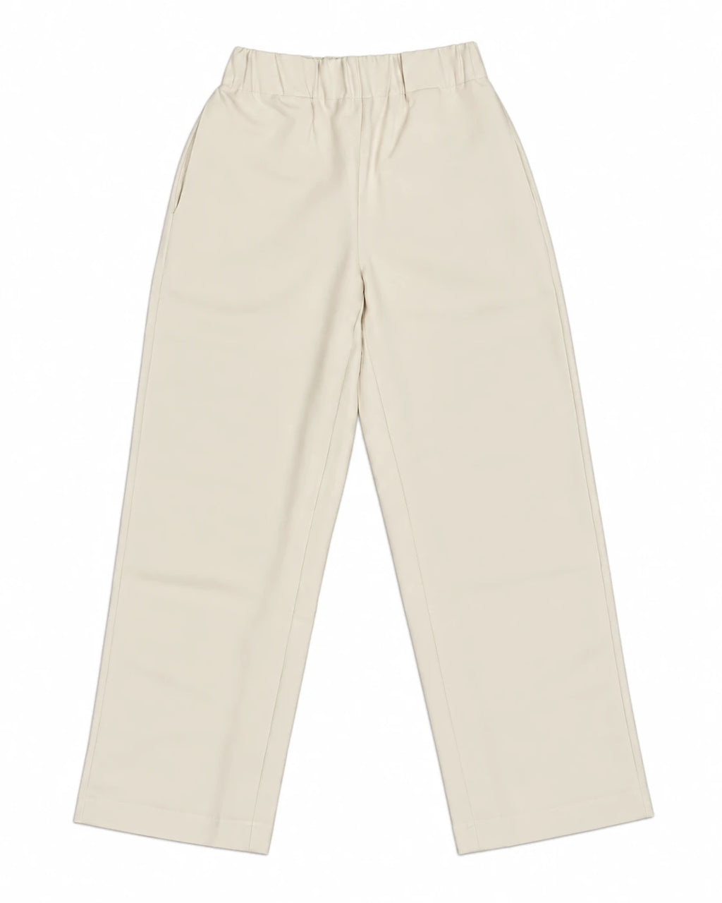 Pantalón tipo globo nata con cintura elástica y pernera amplia
