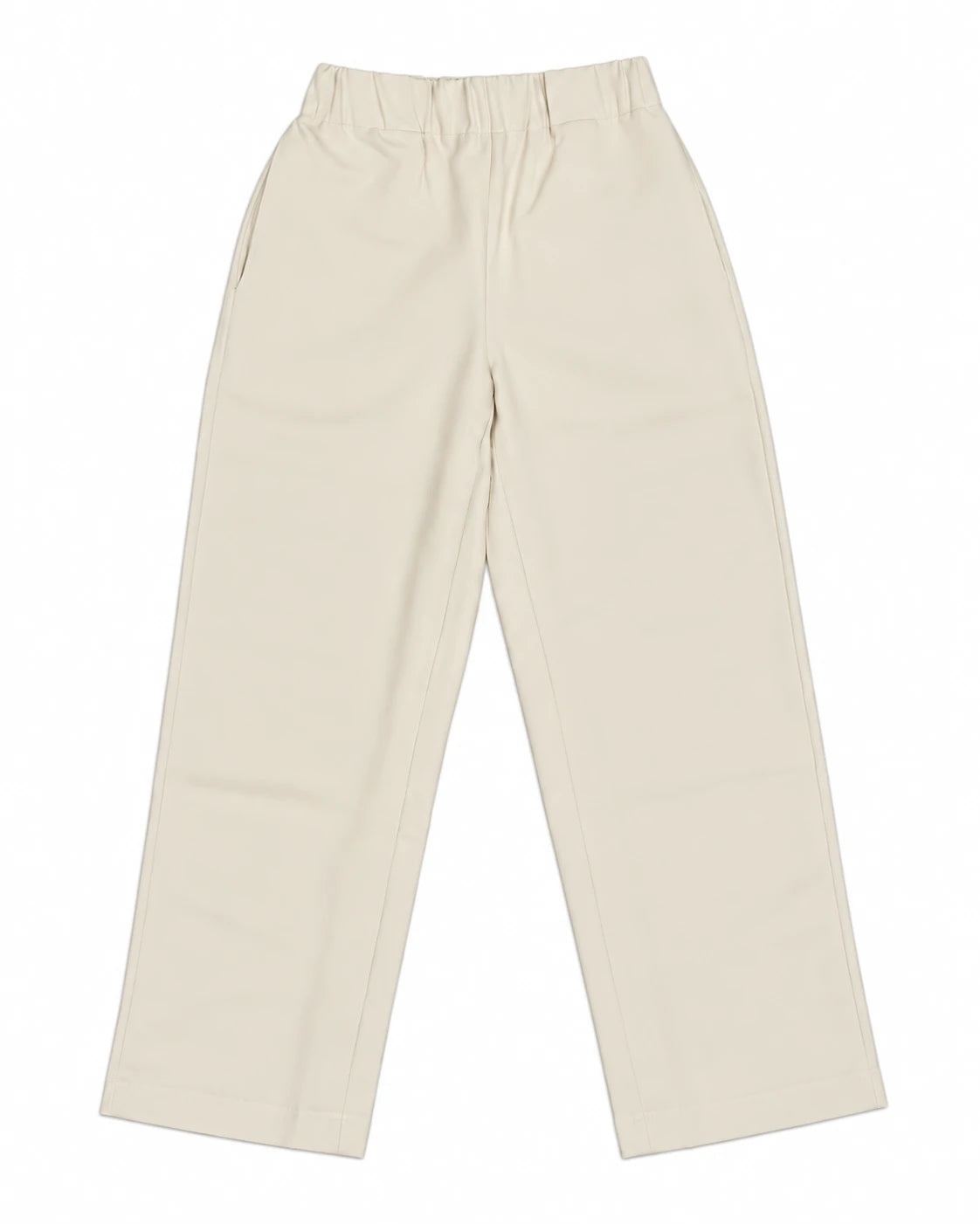 Pantalón tipo globo nata con cintura elástica y pernera amplia