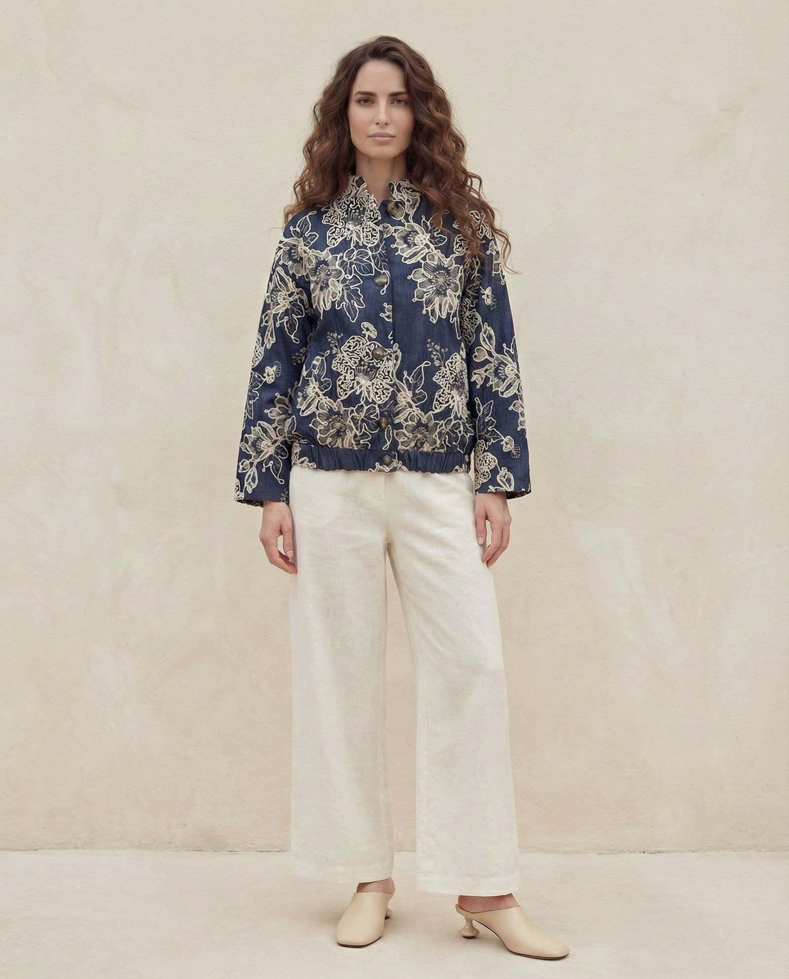 EMBROIDERED DENIM BOMBER