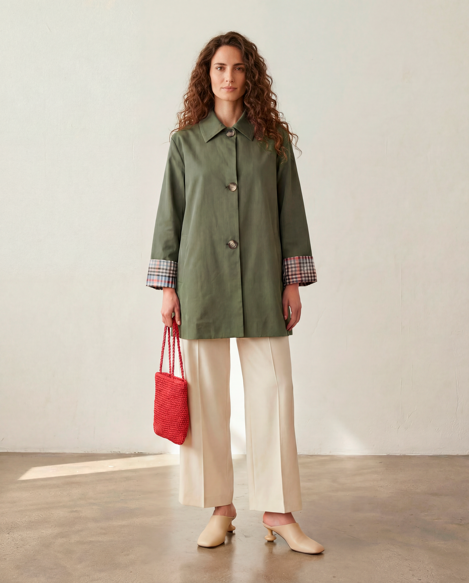 VICHY CONTRAST TRENCH COAT