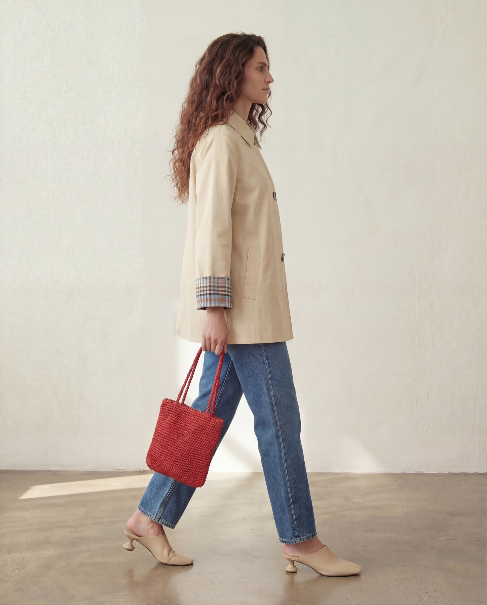 VICHY CONTRAST TRENCH COAT