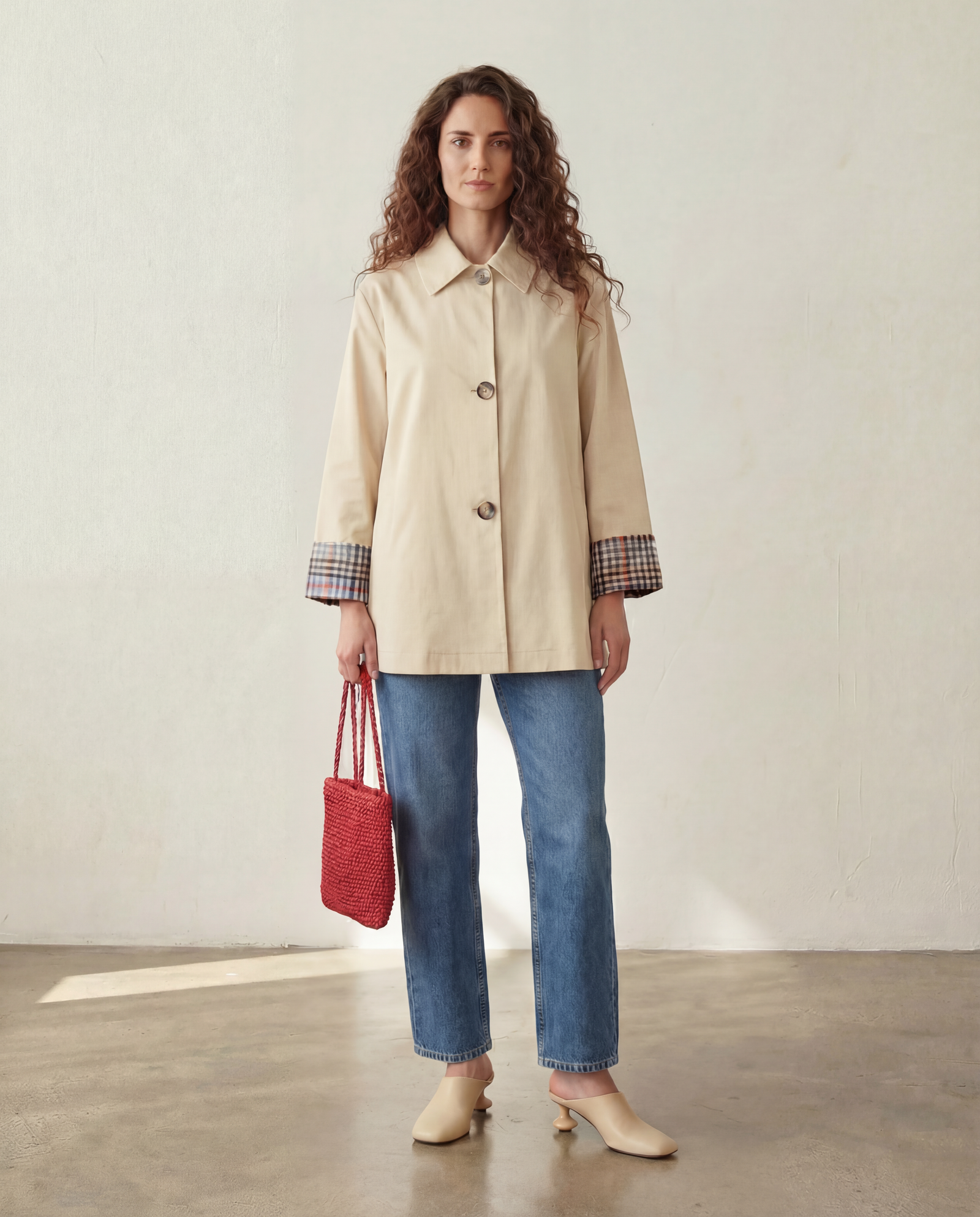 VICHY CONTRAST TRENCH COAT