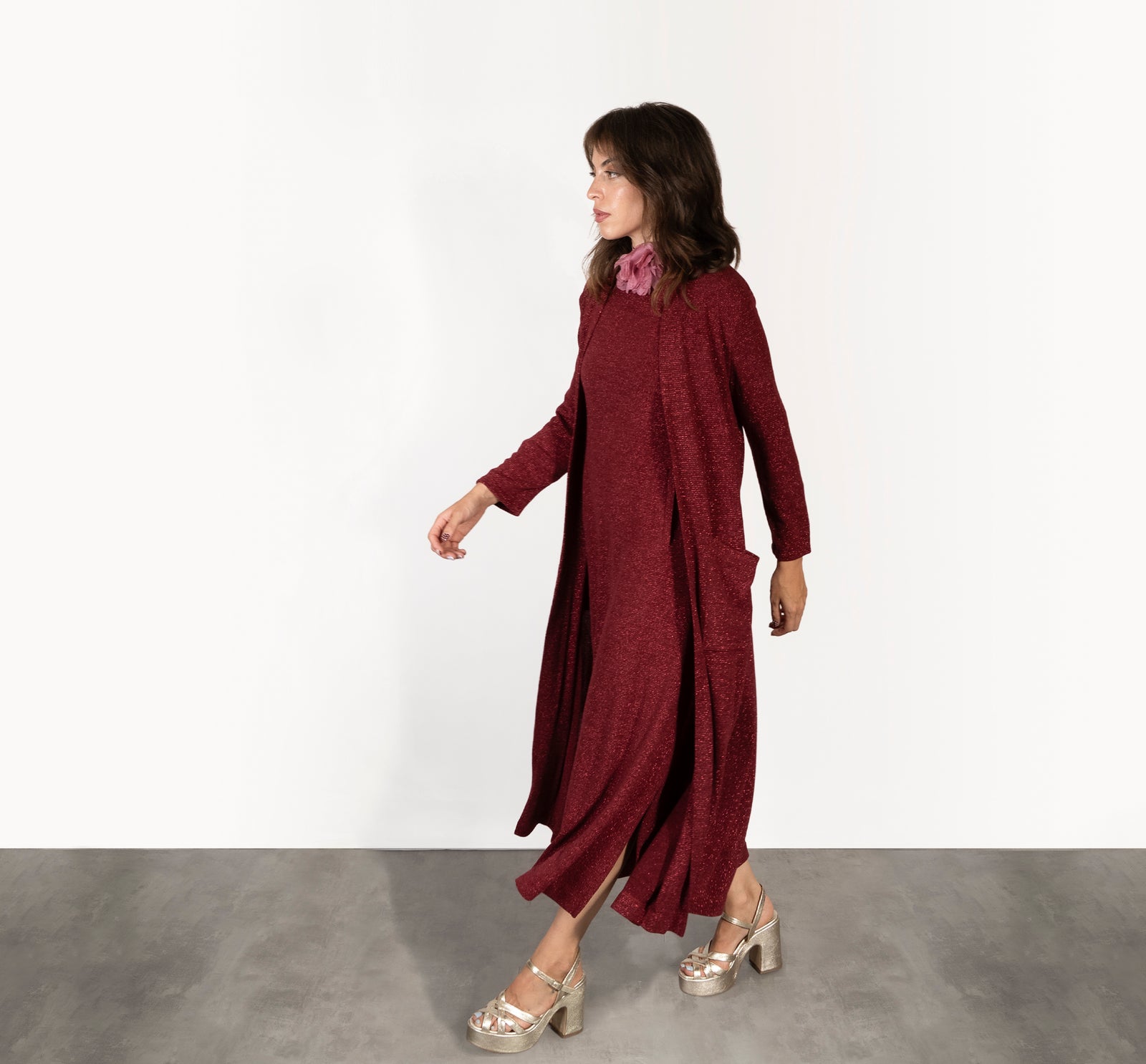 vestido y chaqueta lurex