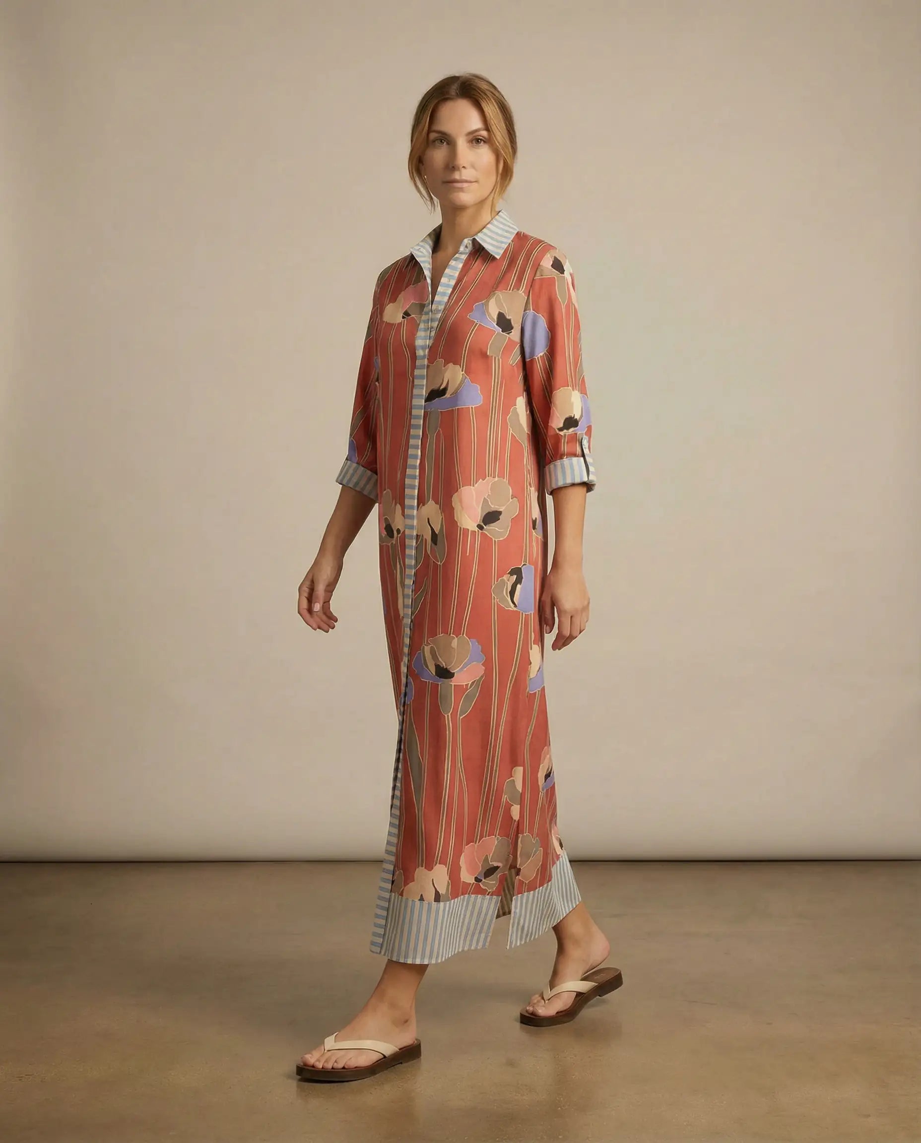 vestido camisero color amapola